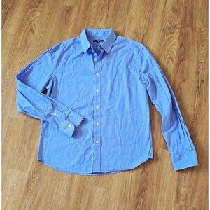 Quince The Untucked Dress Shirt Men's M Blue Micro Plaid Long Sleeve Button Down